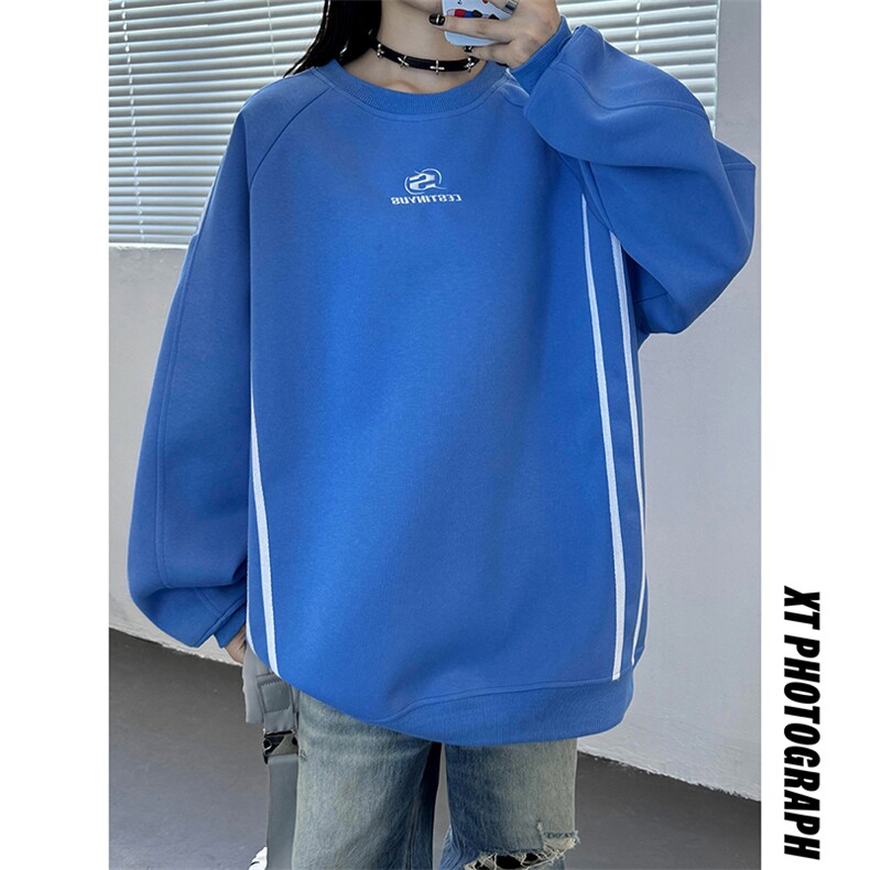 秋装新品美式三条杆织带重磅情侣卫衣外套上衣男女G1090P48,女装短外套,电商A339