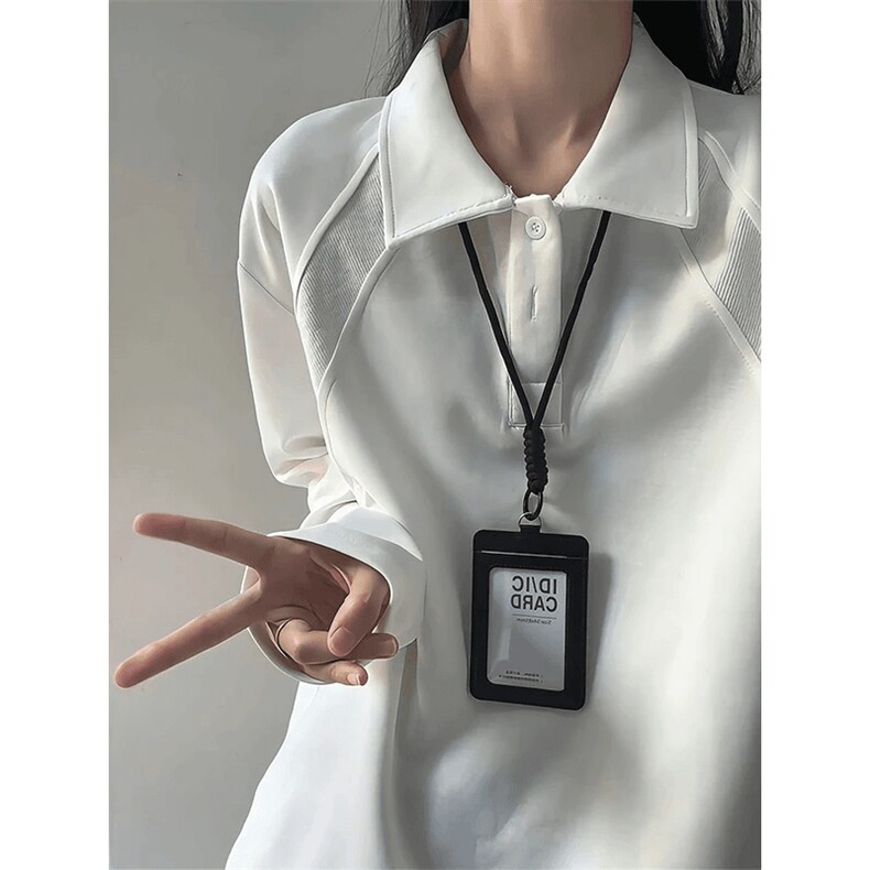 抖音得物高品质美式高街重磅曼巴棉结构螺纹拼接翻领卫衣长袖T恤,男装T恤,电商A486-1