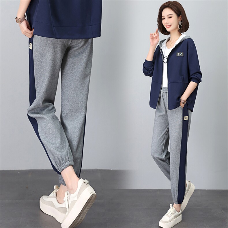 时尚拼色高腰显瘦休闲裤女宽松百搭运动裤春秋新款韩版潮,女装休闲裤,依恋蒂丝