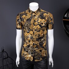 2021花衬衫大码衬衣沙滩涤棉衫弹力短袖9899P40M-7XL码假模图，男装T恤，星座1106