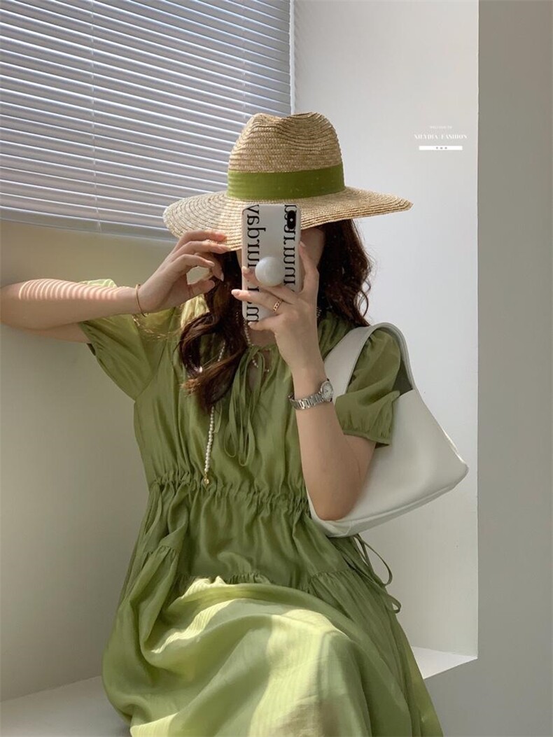 法式泡泡袖连衣裙夏季设计感小众温柔高级感初恋裙子,女装连衣裙,香丽迪1