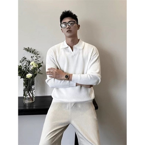 雅致格调’极简老钱风羊毛混纺休闲海鸥领针织衫长袖1178/P68图片