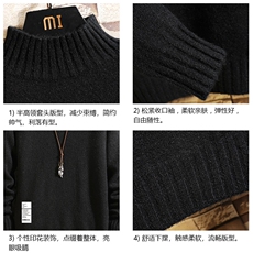 M18045-P45加绒款-P65半高领毛衣男士大码针织衫男毛线衣男砖墙，男装针织衫/毛衣，电商A040A