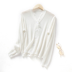 夏季新款轻熟知性流苏边大版女款防晒开衫长袖，女装蕾丝衫/雪纺衫，北娇羊绒