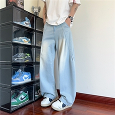 抖音品质夏季新款冰丝透气宽松牛仔裤休闲裤B315-K25776-P55控78，男装休闲裤，电商B315
