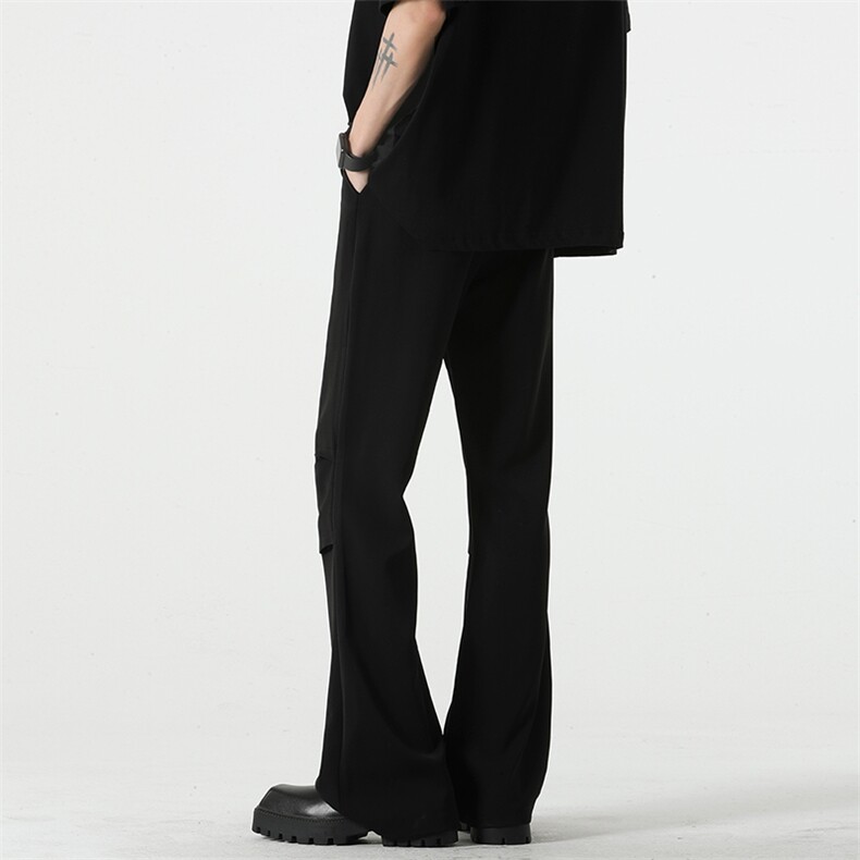 高街垂感休闲西裤ins潮牌纯色设计感微喇叭裤子XZ211-1-K2321-P50，男装西裤，星座211-1