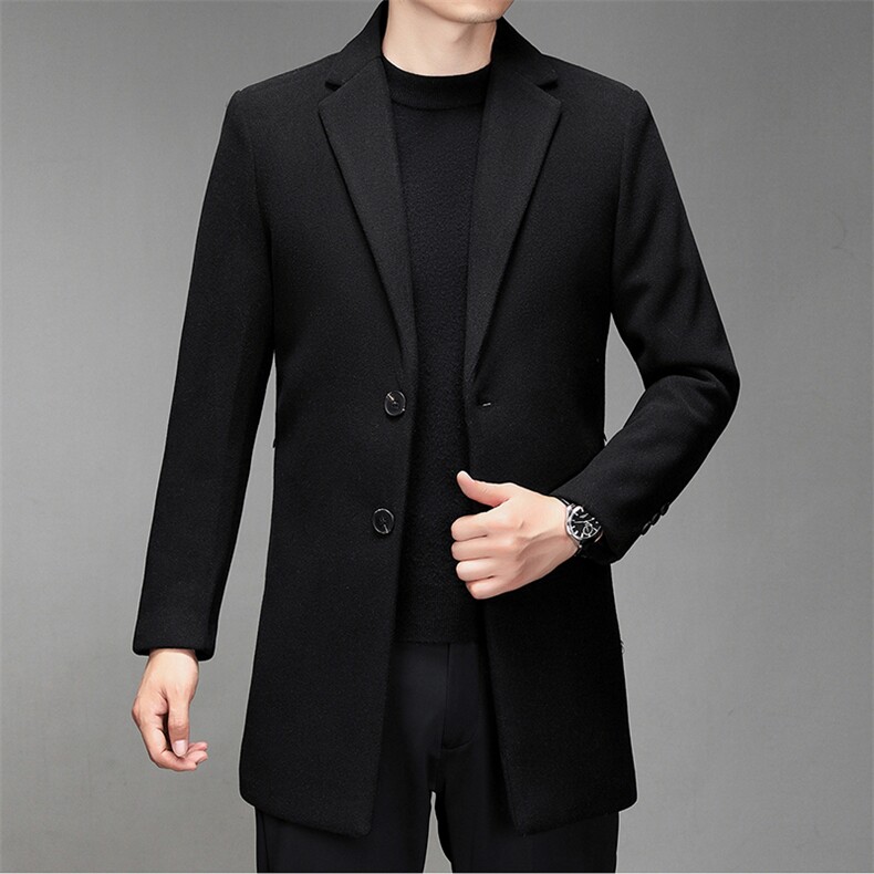 CKM351钱塘2020-2中年男士时尚休闲简约中长款百搭毛呢外套P170,男装毛呢大衣,钱塘207-2
