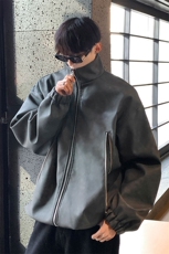 1美式复古做旧双拉链大口袋PU皮大码M-5XL夹克男JK77777P95控128，男装夹克，星座226-2