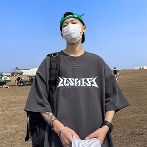 抖音得物二开 现货 220克夏装重磅美式高街宽松短袖t恤 MT177图片