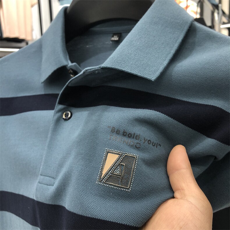 男装短袖T恤2023夏季新款男士翻领POLO衫中年商务休闲体恤上衣T图片