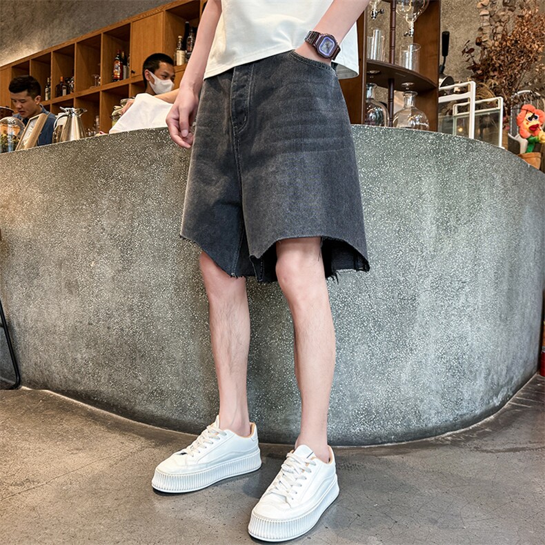夏季痞帅宽松牛仔短裤Z037#-P45,男装牛仔裤,星座905