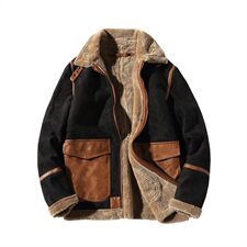 模特外景冬季皮毛一体男加绒加厚外套Z131-P240大货主推M-5XL，男装夹克，电商D308