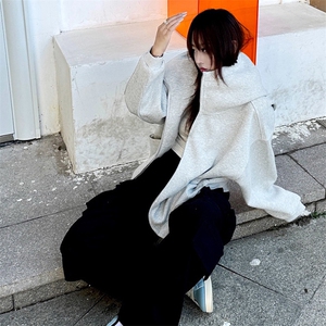 抖音得物高品质 26春装美式高街重磅宽松结构高领连帽卫衣外套W60图片