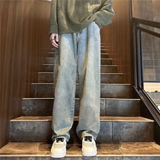 k1071-p55-控78M-5XL现货拉链宽松牛仔裤港风高阶黑暗牛仔，男装牛仔裤，星座116