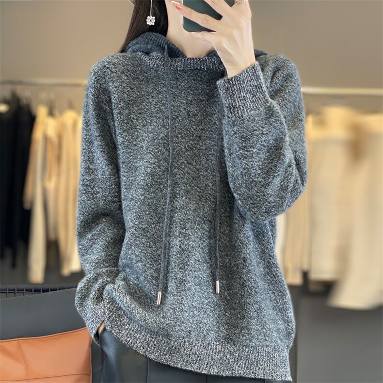 撤柜清仓秋冬连帽卫衣女羊绒衫针织衫帽衫宽松打底羊毛衫大码毛衣,女装羊毛衫,邦太羊绒