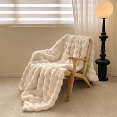 新款托斯卡纳兔毛绒加厚双层毯，毯子，一起卖家纺