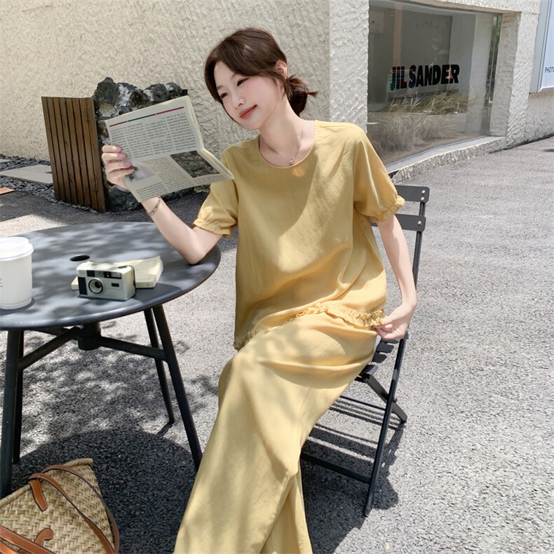 韩版木耳边短袖阔腿裤套装女2025年夏季新款休闲百搭松弛感两件套,女装套装/套裙,浙宝210（原浙宝191）