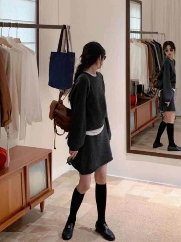 2025年秋季时尚百搭通勤简约休闲套装短裙,女装套装/套裙,佳弈羊绒