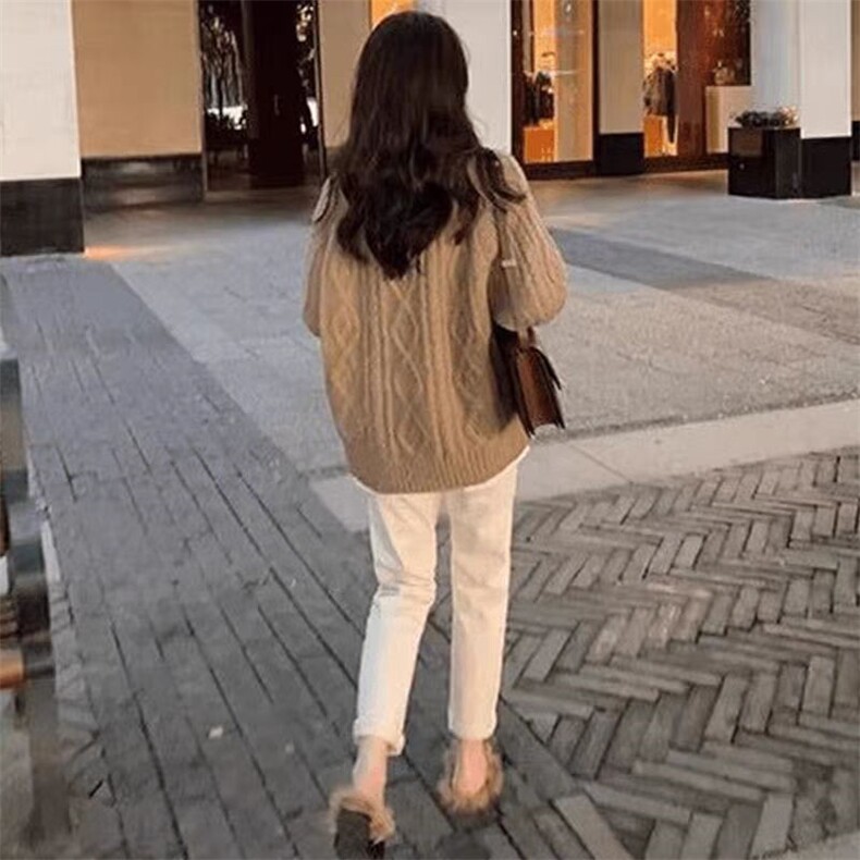 2025年秋季新款百搭女士麻花女士长袖套头衫,针织衫/毛衣,硕彦羊绒