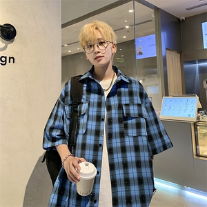 高品质男士高级感烫钻格子衬衫满天星帅气衬衣数据超好c107现货