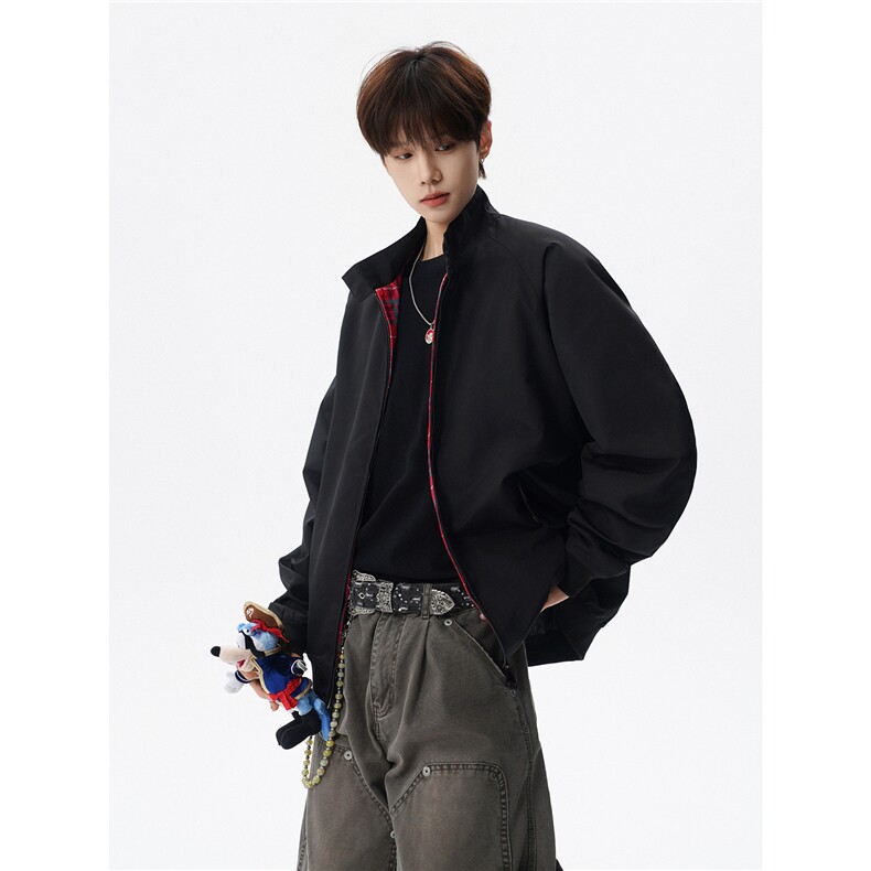 美式复古棒球服外套男春秋季潮牌拉链立领夹克宽松上衣服JK005,男装夹克,电商B312