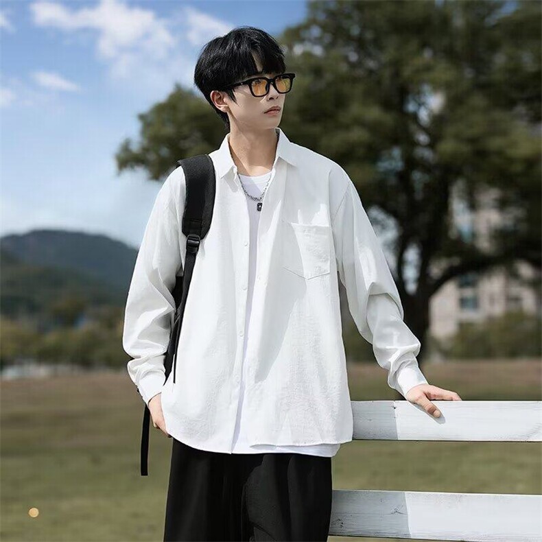 新款男士长袖衬衫男宽松休闲工装衬衫C3025P35，男装衬衫，星座1116-2