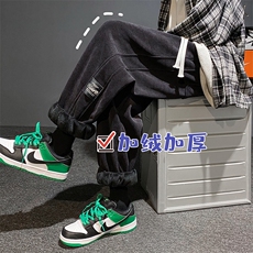 2023冬季新款港风黑墙大码加绒雪尼尔休闲裤M-5XHK21730-P75，男装休闲裤，电商A022