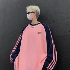 粉色拼藏青袖