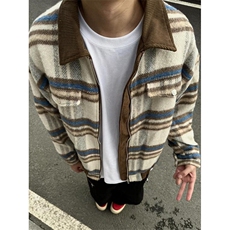 文艺日系气质时尚潮流秋冬复古格子毛呢外套男女原宿新款J221，男装夹克，星座1116A（原606A-3）