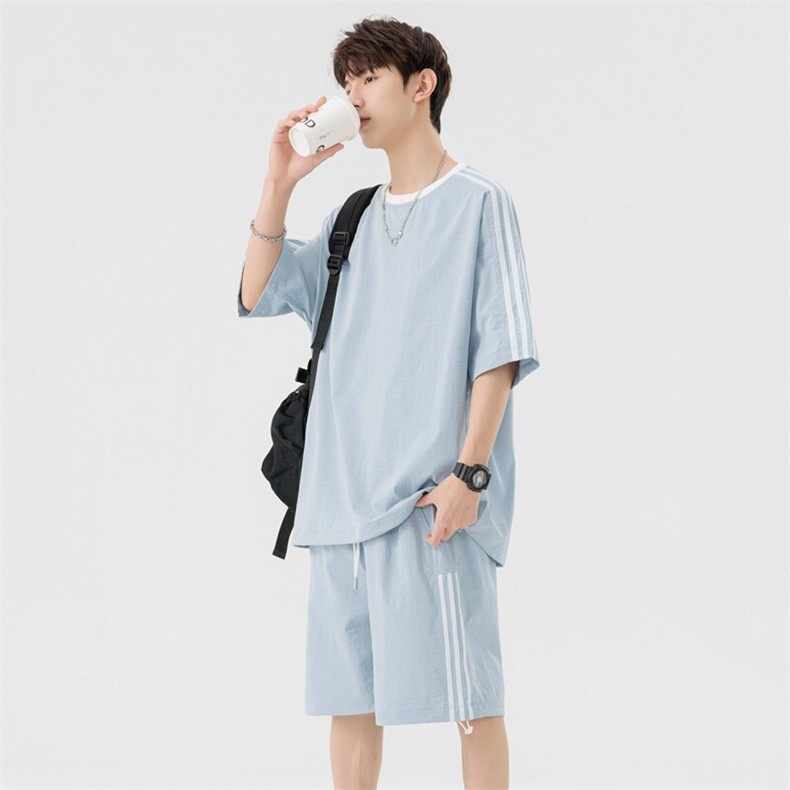 2025新款夏季美式情侣套装短袖时尚潮流休闲运动服男装TZ2525P65,男装T恤,星座309（原A406）
