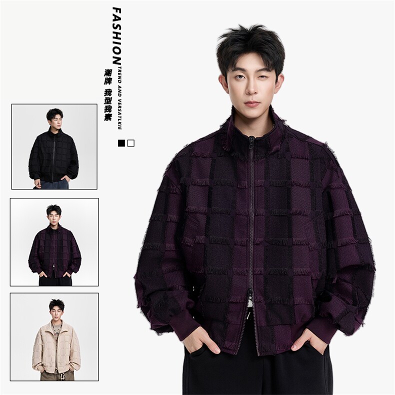 得物二开美式高街潮牌方格设计感夹克外套男2025秋季JK1218-P100,男装夹克,星座1103-3