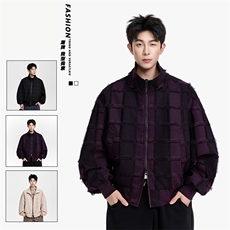 得物二开美式高街潮牌方格设计感夹克外套男2025秋季JK1218-P100，男装夹克，星座1103-3