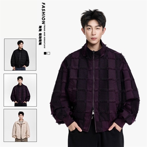 得物二开 美式高街潮牌方格设计感夹克外套男2025秋季JK1218-P100图片