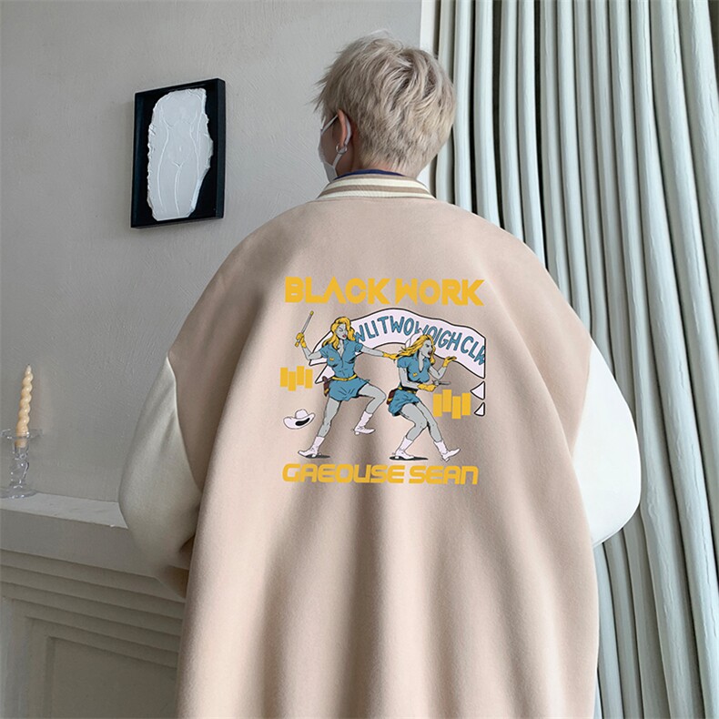 摇粒绒棒球服男大码开衫卫衣男夹克BF86304-P65,男装夹克,电商A040
