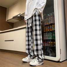港风格子休闲裤百搭显高显瘦方格阔腿裤宽松版型K613P-45，男装休闲裤，电商A128
