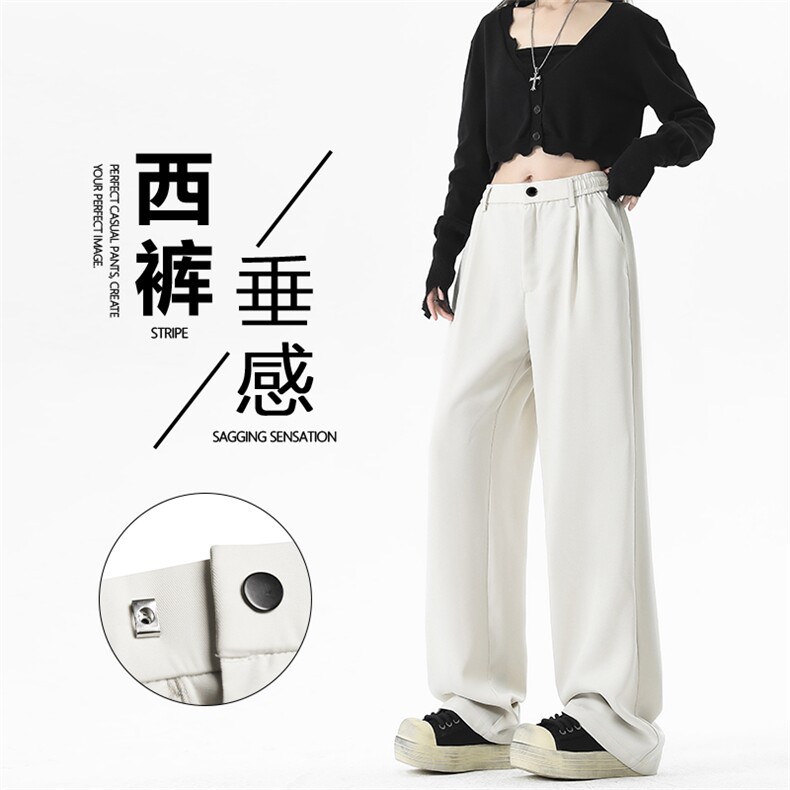 简约男士宽松西裤美式复古潮流舒适拖地裤子K070特批38图片