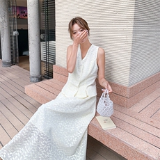 新中式国风提花马甲女夏季新款高级感气质显瘦半身裙潮，女装半身裙，2C285