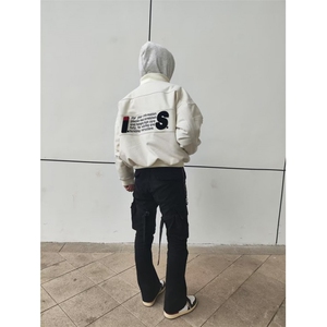美式工装牛仔裤多袋街头潮牌宽松直筒微喇休闲长裤K71396-P45网图图片