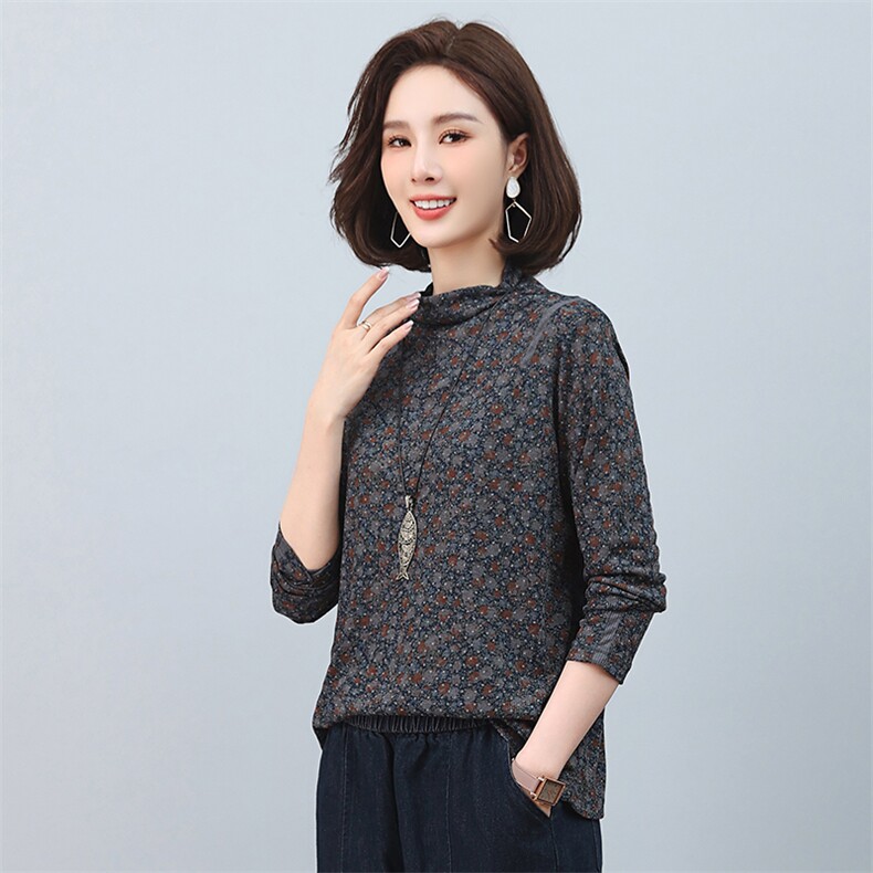 时尚印花高领长袖卫衣修身显瘦保暖女装上衣,女装卫衣/绒衫,叶笙衣
