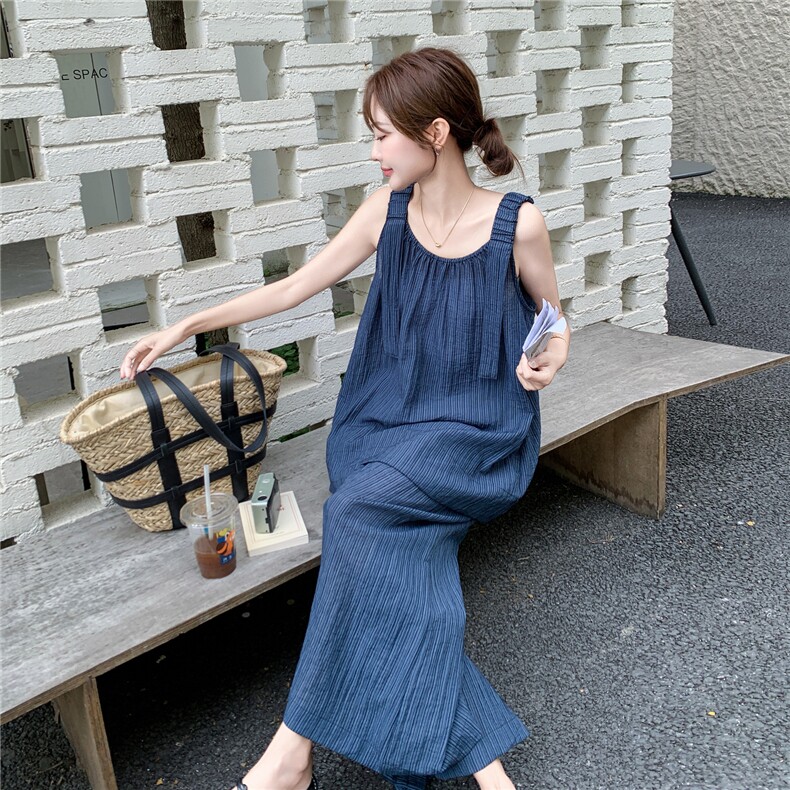韩系通勤风薄款牛仔无袖上衣套装女2025夏季气质阔腿裤淡人两件套,女装套装/套裙,2C277