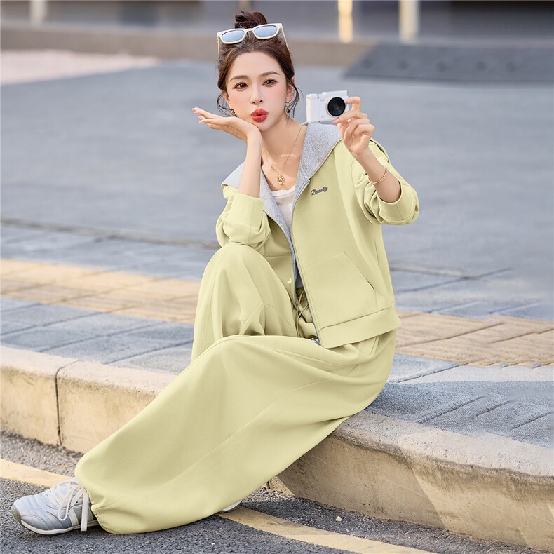 休闲风2026年春季两件套长袖长裤宽松两件套套裤女装运动休闲女,女装套装/套裙,微微衣阁