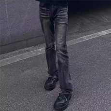 美式高街vibe风复古水洗黑灰牛仔裤男微喇修身直筒显瘦裤NL613，男装牛仔裤，星座1116A（原606A-3）