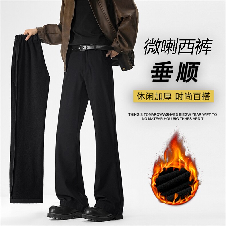 美式简约设计纯色微喇加绒休闲裤JR2280特批3568图片