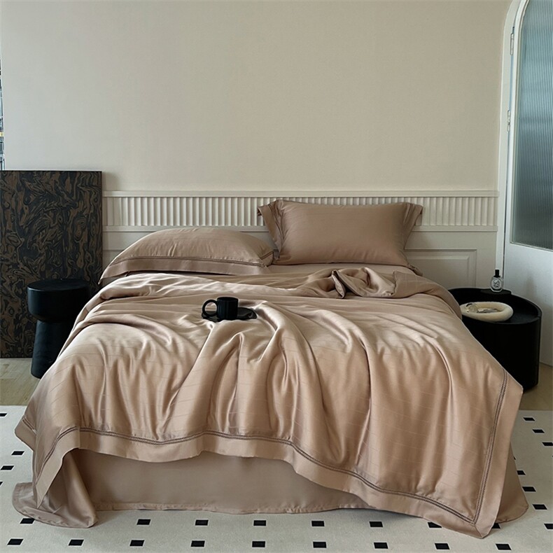 新款天丝线条镂空边床单款四件套，床品套件，一起卖家纺