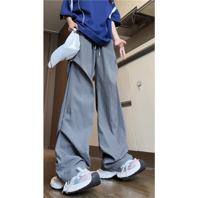夏季新款潮冰丝垂感宽松松紧腰阔腿休闲裤B315-K24105-特P30控58,男装休闲裤,电商B315