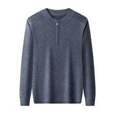 冬季休闲毛衣男半高拉链领中年爸爸装一体绒加绒毛衣YYJ21-P115，男装针织衫/毛衣，电商B212（原钱塘6029）