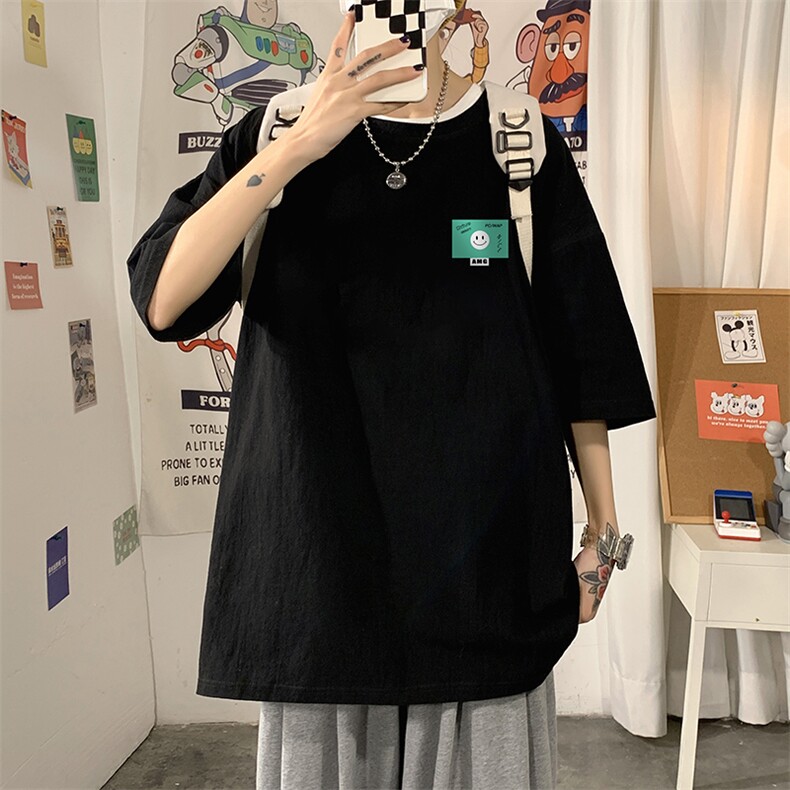 YT26264-P30亚短袖t恤男大码五分袖男宽松七分袖海报风,男装T恤,电商A040