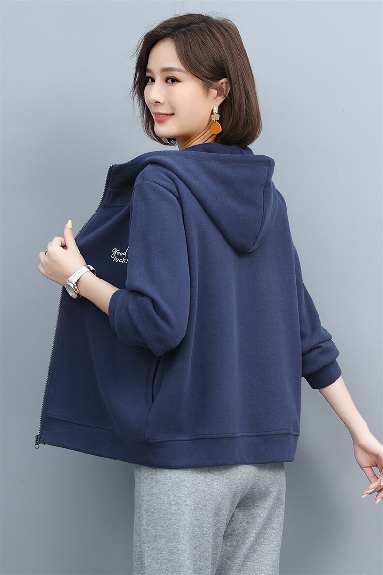 【全年有货，不下架】拉链开衫春秋季通勤卫衣女长袖宽松大码外套，女装卫衣/绒衫，3200格调