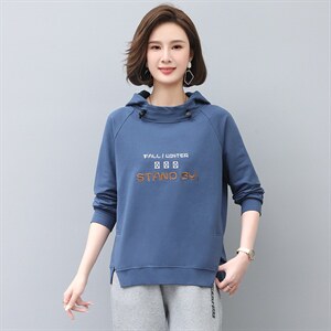 2022年秋季新款刺绣卫衣女连帽衫韩版休闲百搭长袖上衣服女棉图片