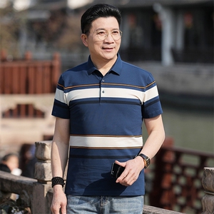 夏季新款男士商务休闲短袖翻领Polo衫透气薄款带领短袖保罗T恤图片